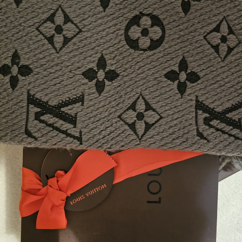Louis Vuitton Gray and Black Monogram Scarf